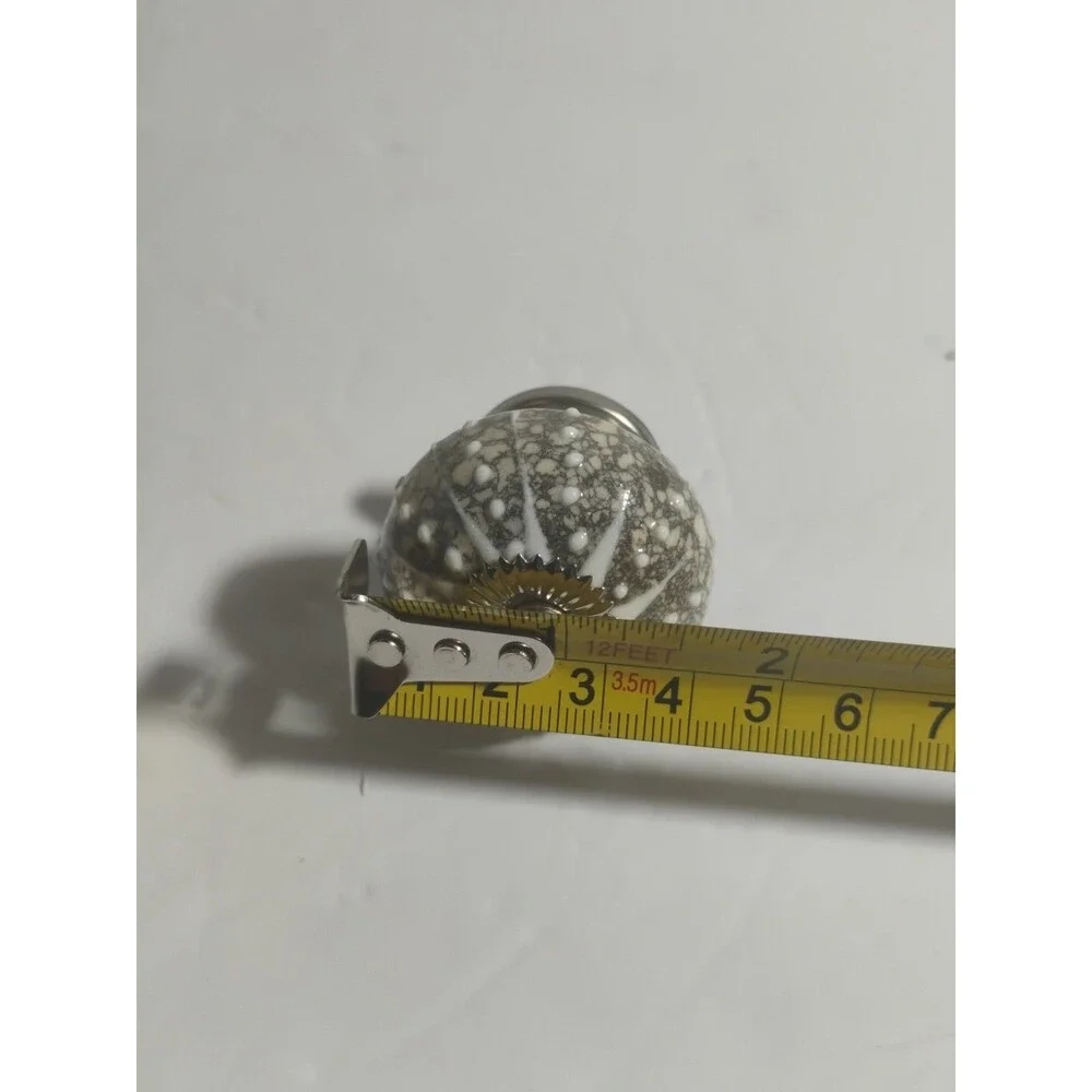Lot of 5 Sea Urchin Ceramic Drawer Knob Pulls Gray White Beige Silver 1.5